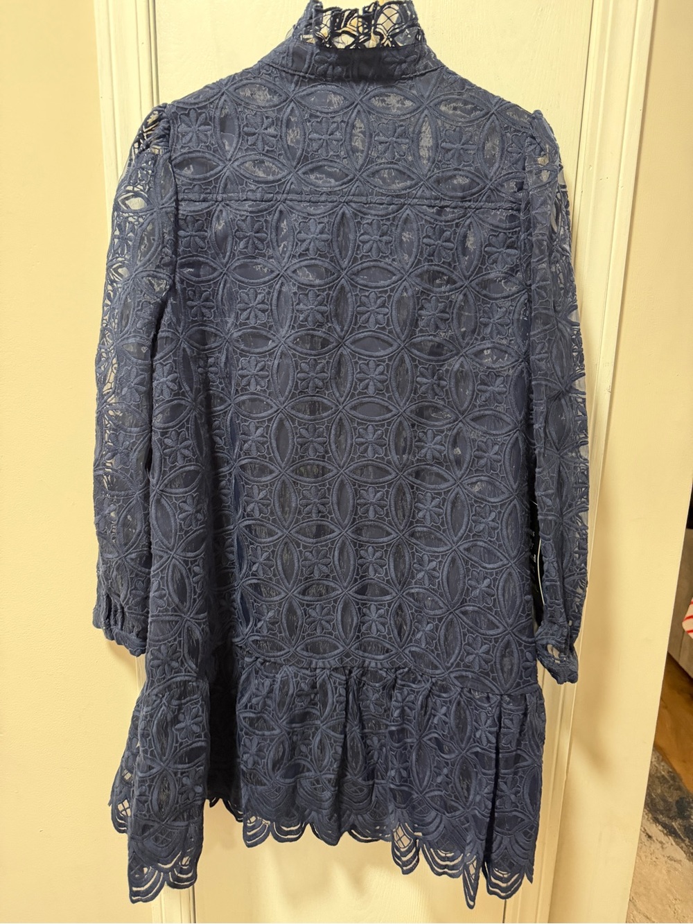 Tuckernuck Navy Lace Ruffle-Trim Midi Dress - Picture 6 of 7